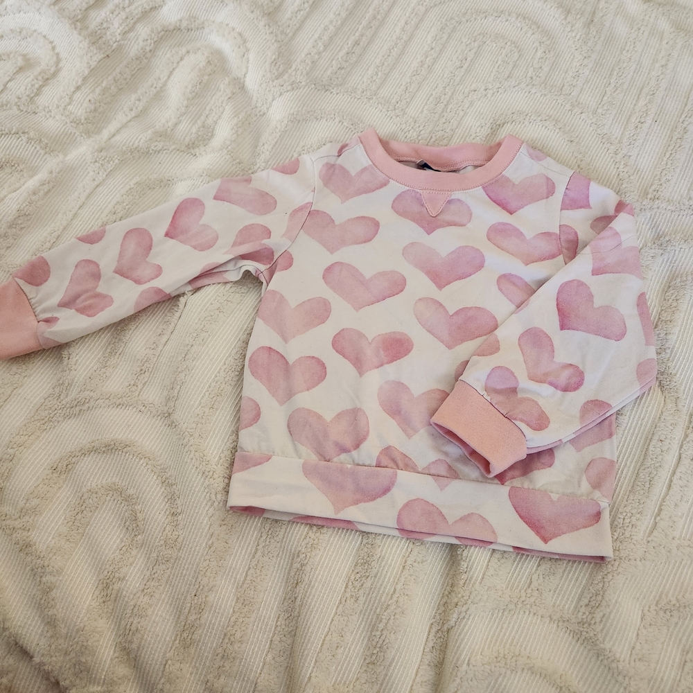 The Bumble Bee Pink Heart Patterned Long Sleeve Shirt 2t